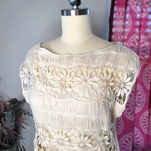 Alice + Olivia Crochet Top with Fringe Size Small